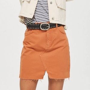 Topshop Moto Denim Burnt Orange Mini Skirt